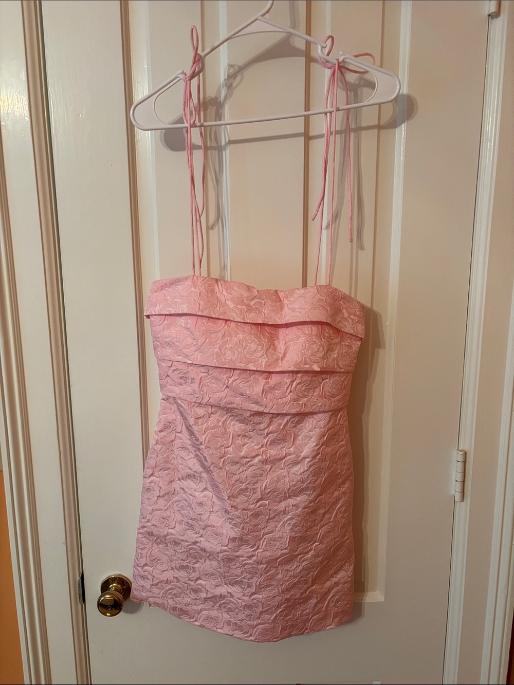 Lulu's Pink Floral Jacquard Mini Dress - Picture 3 of 3